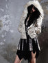 Y2K Punk Sporty Cropped Jacket With Fur Trim 70% Acrylic 30% Polyester