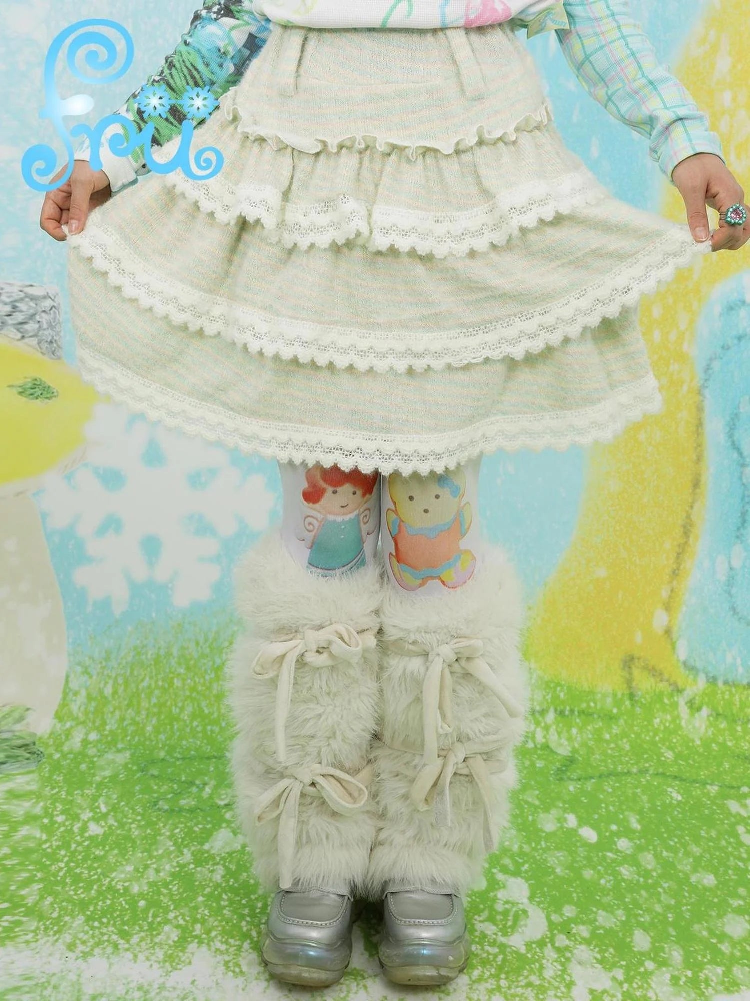 Y2K Rainbow Duo Cake Contrast Winter Pastel Dress Match