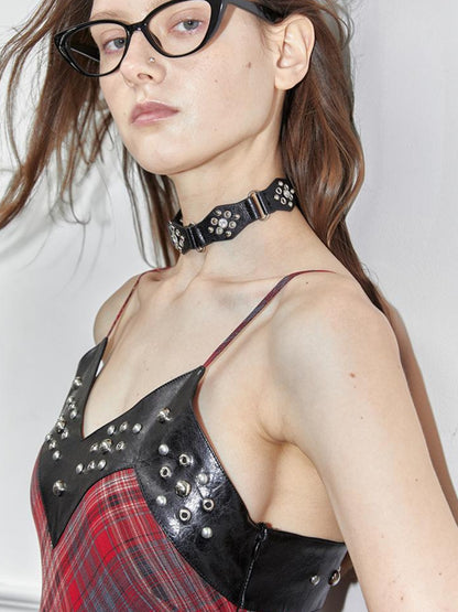 2th Desire Y2K Retro Choker Leather Collar Necklace