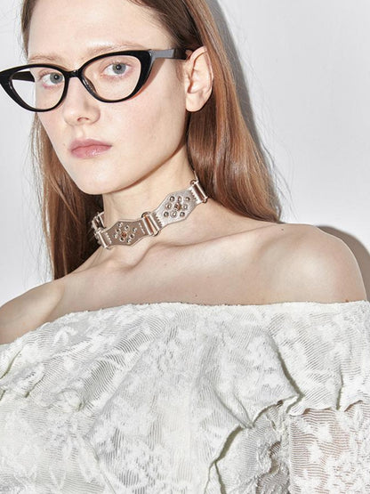 2th Desire Y2K Retro Choker Leather Collar Necklace