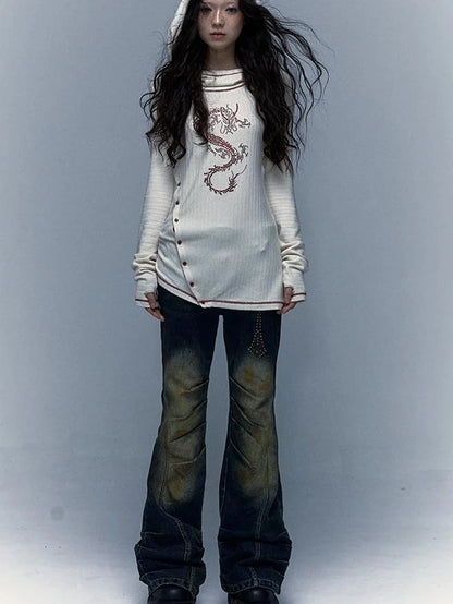 Y2K Retro Hooded Rhinestone T-Shirt