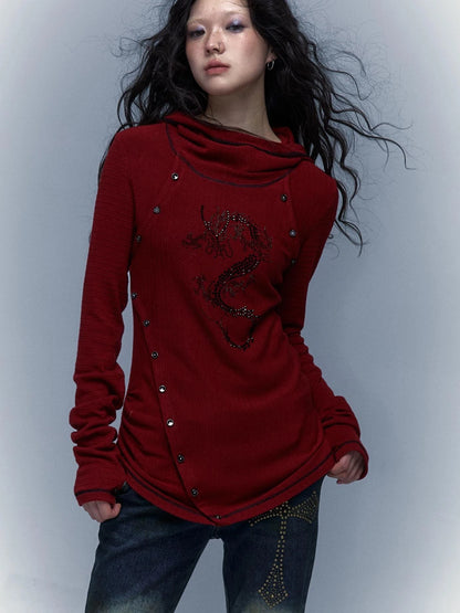 Y2K Retro Hooded Rhinestone T-Shirt