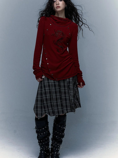 Y2K Retro Hooded Rhinestone T-Shirt
