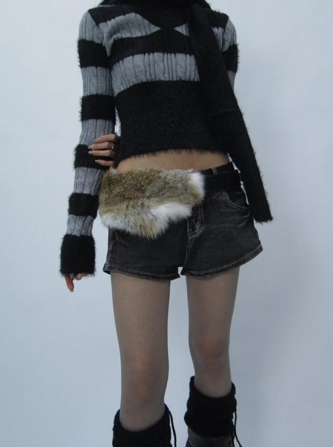 ang project Y2K Shibuya Girly Faux Fur Belt Accessories