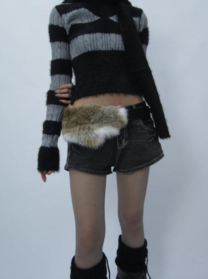ang project Y2K Shibuya Girly Faux Fur Belt Accessories