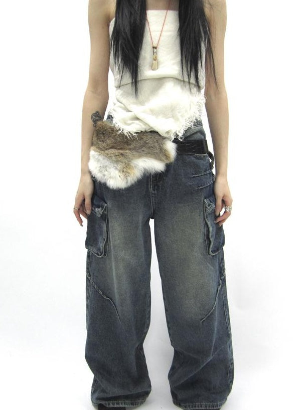 ang project Y2K Shibuya Girly Faux Fur Belt Accessories