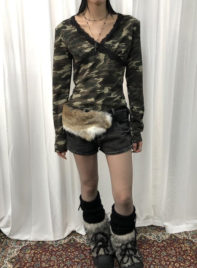 ang project Y2K Shibuya Girly Faux Fur Belt Accessories