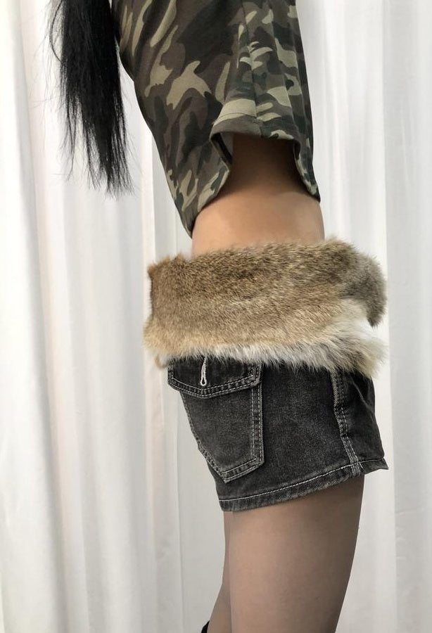 ang project Y2K Shibuya Girly Faux Fur Belt Accessories