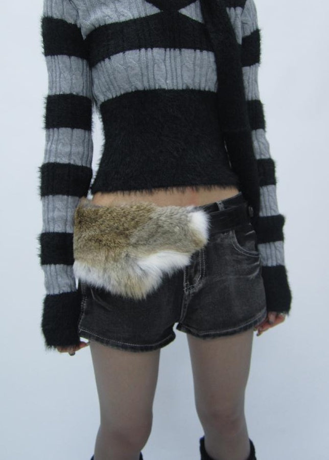 ang project Y2K Shibuya Girly Faux Fur Belt Accessories