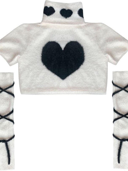 WSW WUSHENWU Y2K Velvet High Neck Knit Sweater