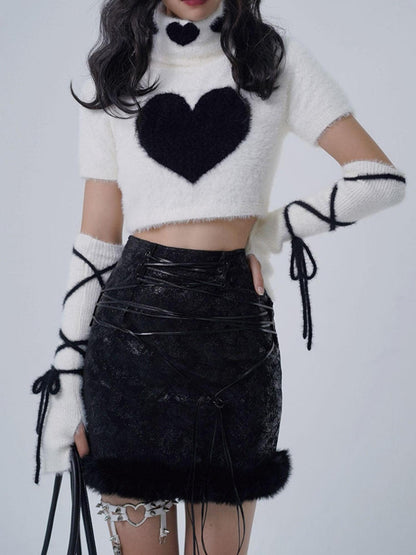 WSW WUSHENWU Y2K Velvet High Neck Knit Sweater