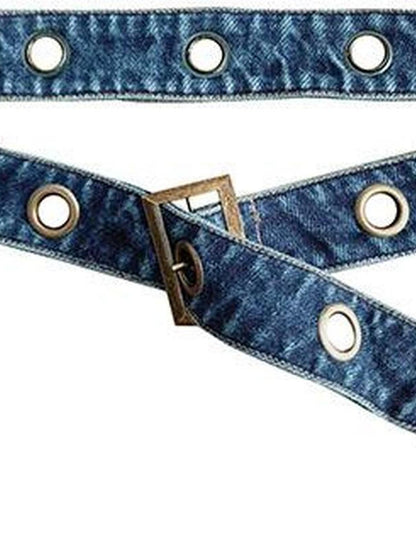 WSW WUSHENWU Y2 K Vintage Denim Belt Retro Styling Unisex Accessory