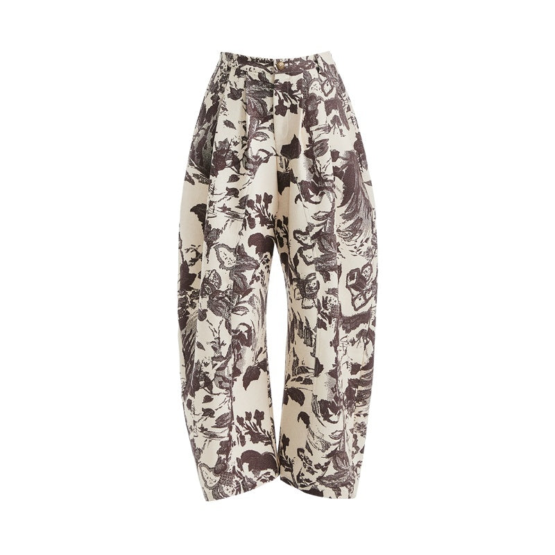 YOSHUYUKI_Beige_Floral_Print_Curved_Cut_Women&