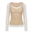YOSHUYUKI_Beige_Lace_Faux_Two_Piece_Women&