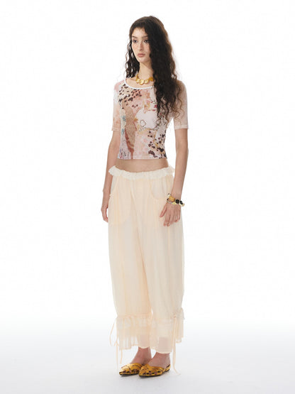 YOSHUYUKI Beige Lace Hem Drawstring Lantern Women&