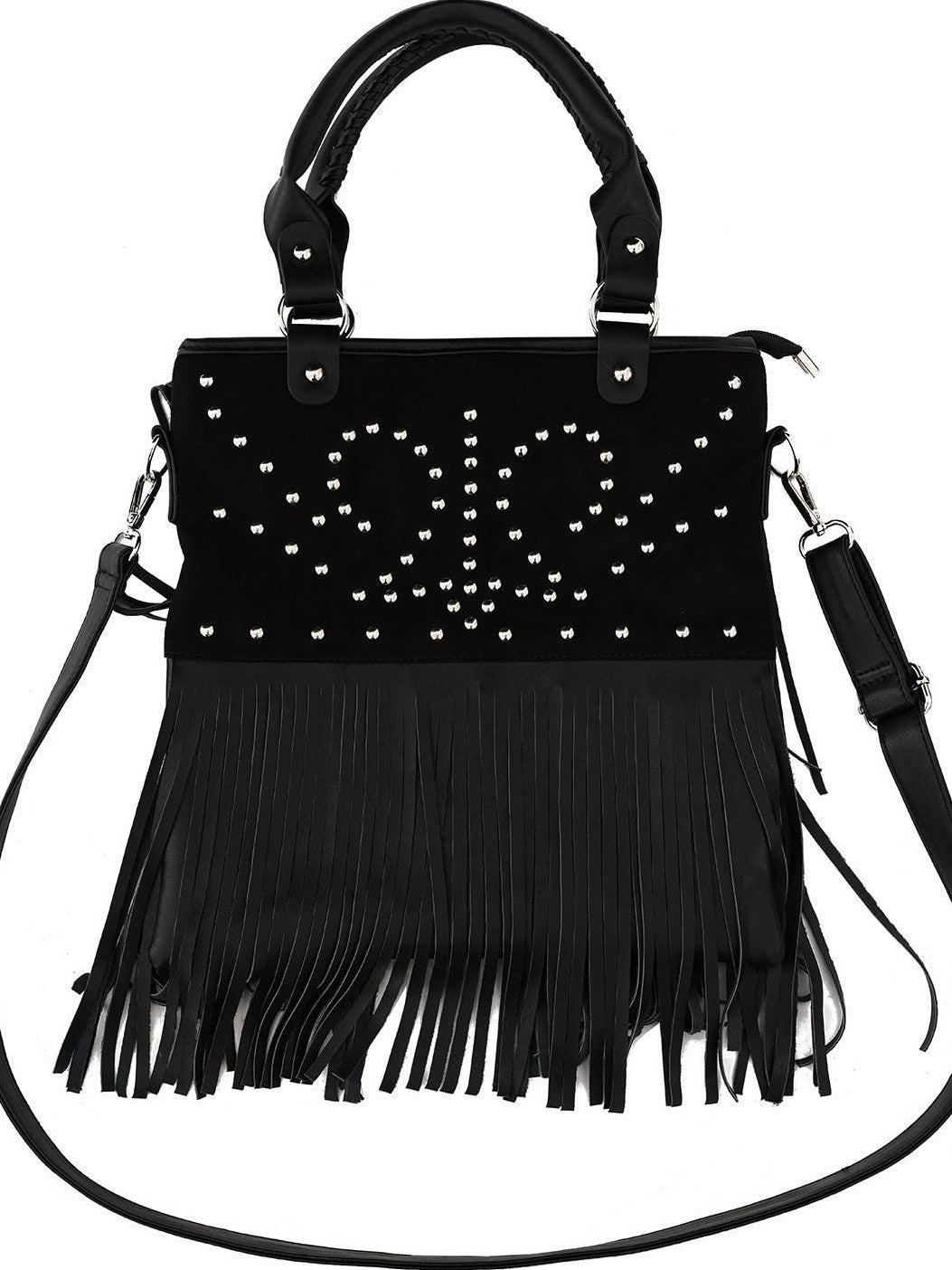 YOSHUYUKI Black Brown Two Tone Vintage Stud Geometric Tassel Punk Women&