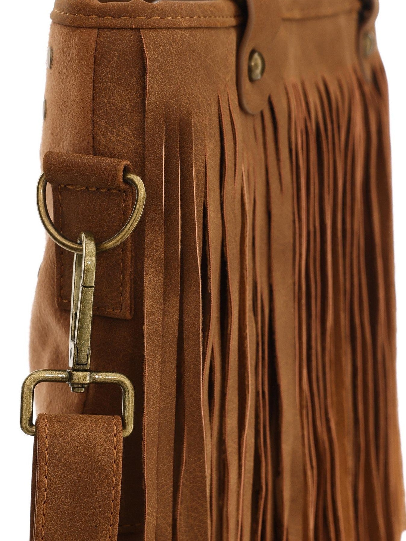 YOSHUYUKI Black Brown Two Tone Vintage Stud Geometric Tassel Punk Women&