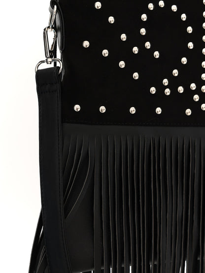 YOSHUYUKI Black Brown Two Tone Vintage Stud Geometric Tassel Punk Women&
