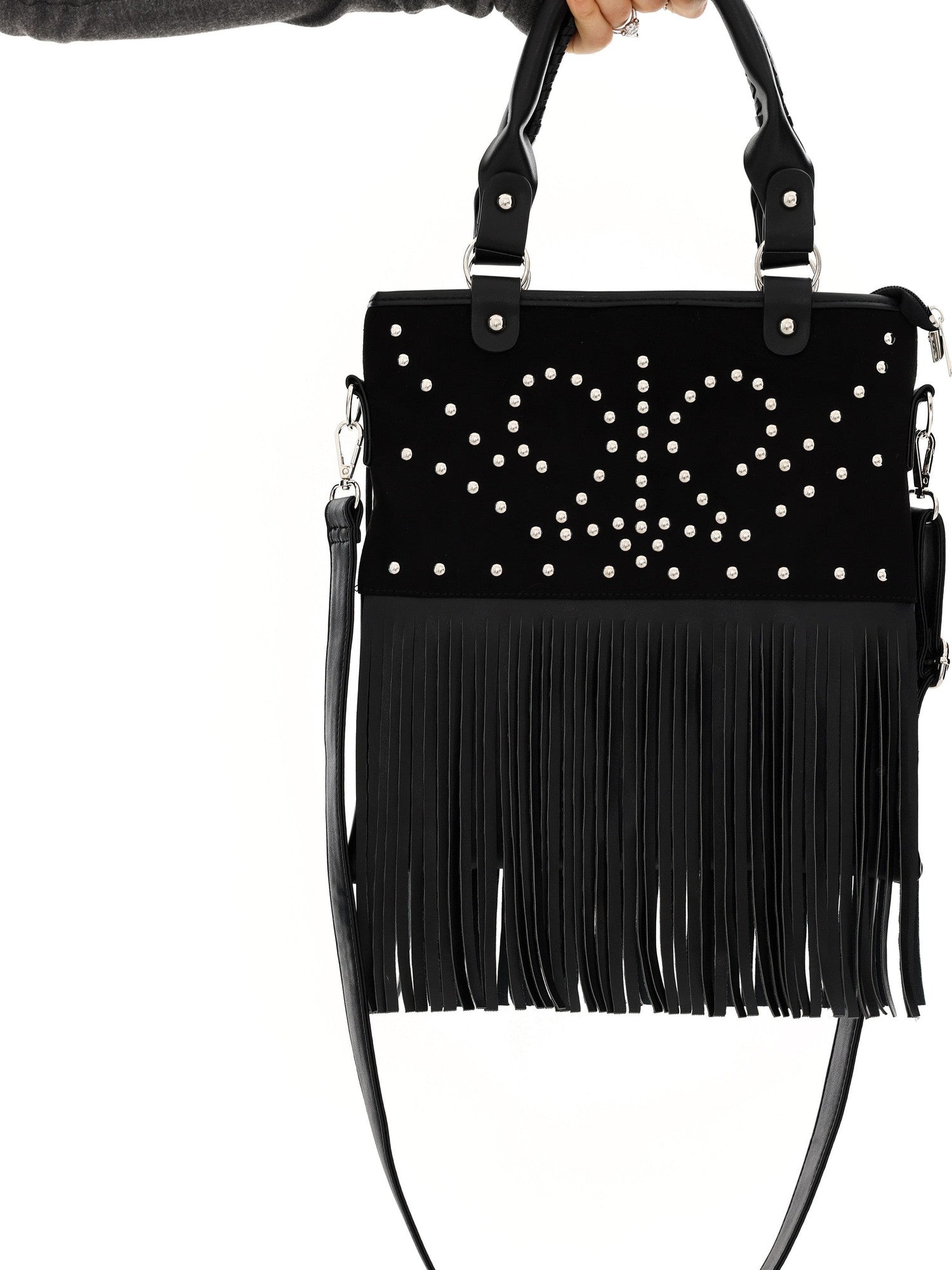 YOSHUYUKI Black Brown Two Tone Vintage Stud Geometric Tassel Punk Women&