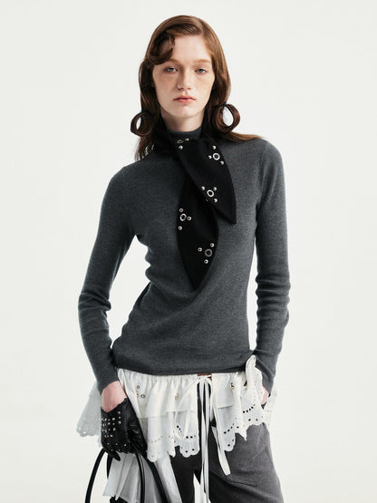 YOSHUYUKI Black Rabbit Ear Eyelet Rivet Detail Women&