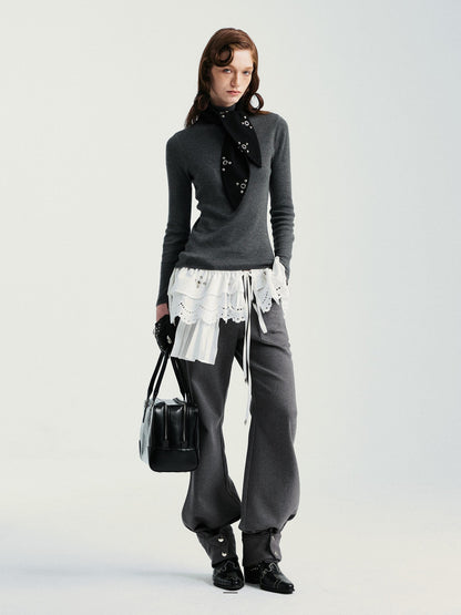 YOSHUYUKI Black Rabbit Ear Eyelet Rivet Detail Women&