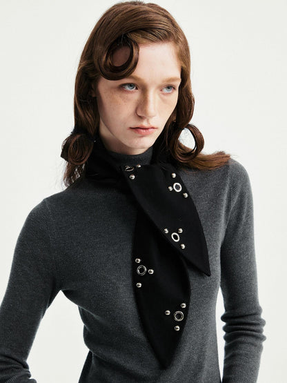 YOSHUYUKI Black Rabbit Ear Eyelet Rivet Detail Women&
