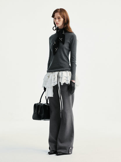 YOSHUYUKI Black Rabbit Ear Eyelet Rivet Detail Women&