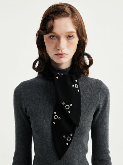 YOSHUYUKI Black Rabbit Ear Eyelet Rivet Detail Women&