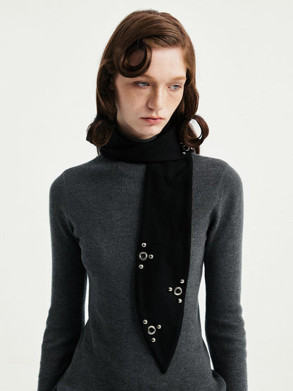 YOSHUYUKI Black Rabbit Ear Eyelet Rivet Detail Women&