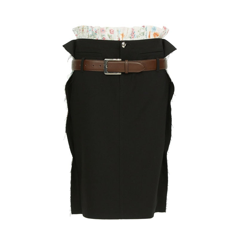 YOSHUYUKI_Black_Straight_Ruffle_Trim_Floral_Patchwork_Reversible_Women&