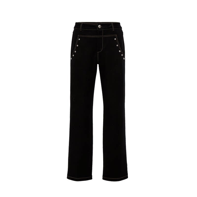 YOSHUYUKI_Black_Studded_Punk_Mid_Low_Rise_Women&