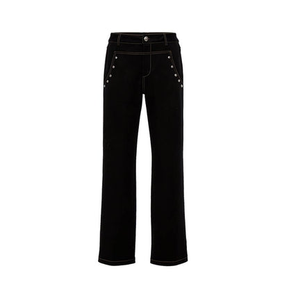 YOSHUYUKI_Black_Studded_Punk_Mid_Low_Rise_Women&