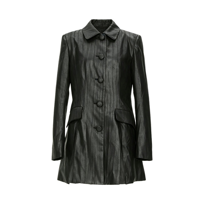 YOSHUYUKI_Black_Textured_A_Line_Faux_Leather_Women&