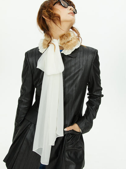 YOSHUYUKI Black Textured A Line Faux Leather Women&