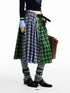 YOSHUYUKI_Blue_Green_Plaid_Ruched_Spliced_Women&