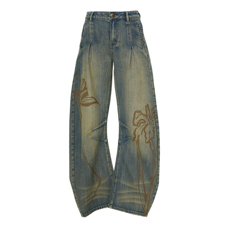 YOSHUYUKI_Blue_Green_Reconstructed_Distressed_Print_Curved_Cut_Women&