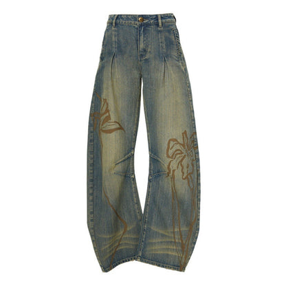 YOSHUYUKI_Blue_Green_Reconstructed_Distressed_Print_Curved_Cut_Women&