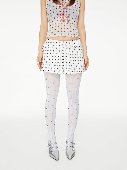 YOSHUYUKI Blue Thorn Stripe Polka Dot Print Women&