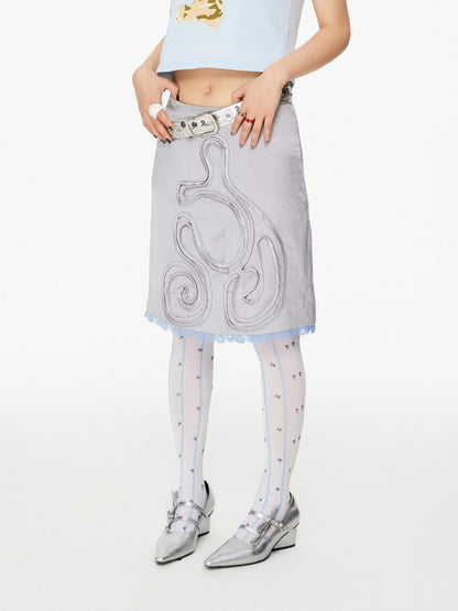 YOSHUYUKI Blue Thorn Stripe Polka Dot Print Women&
