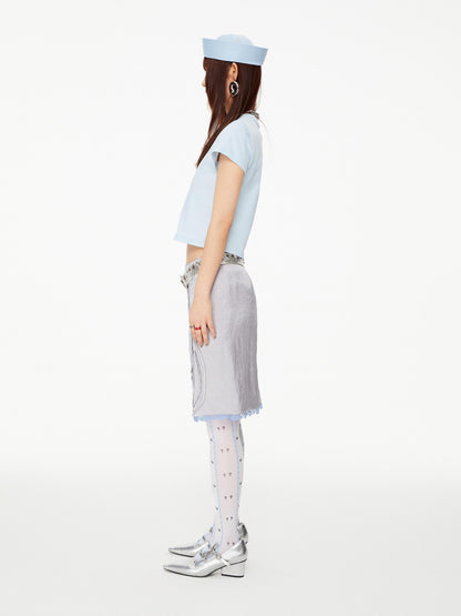 YOSHUYUKI Blue Thorn Stripe Polka Dot Print Women&