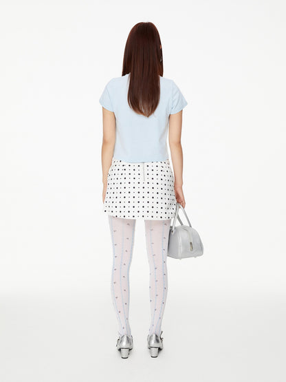 YOSHUYUKI Blue Thorn Stripe Polka Dot Print Women&