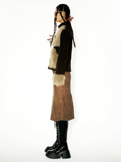 YOSHUYUKI Brown Studded Punk Fishtail Structured Women&