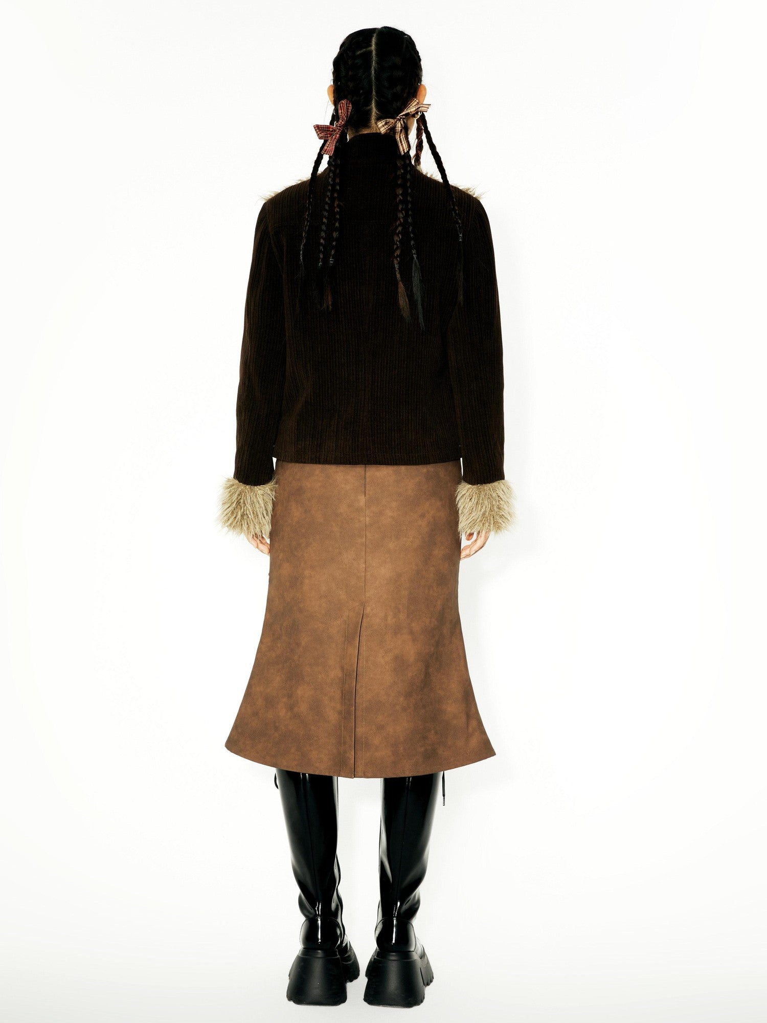 YOSHUYUKI Brown Studded Punk Fishtail Structured Women&