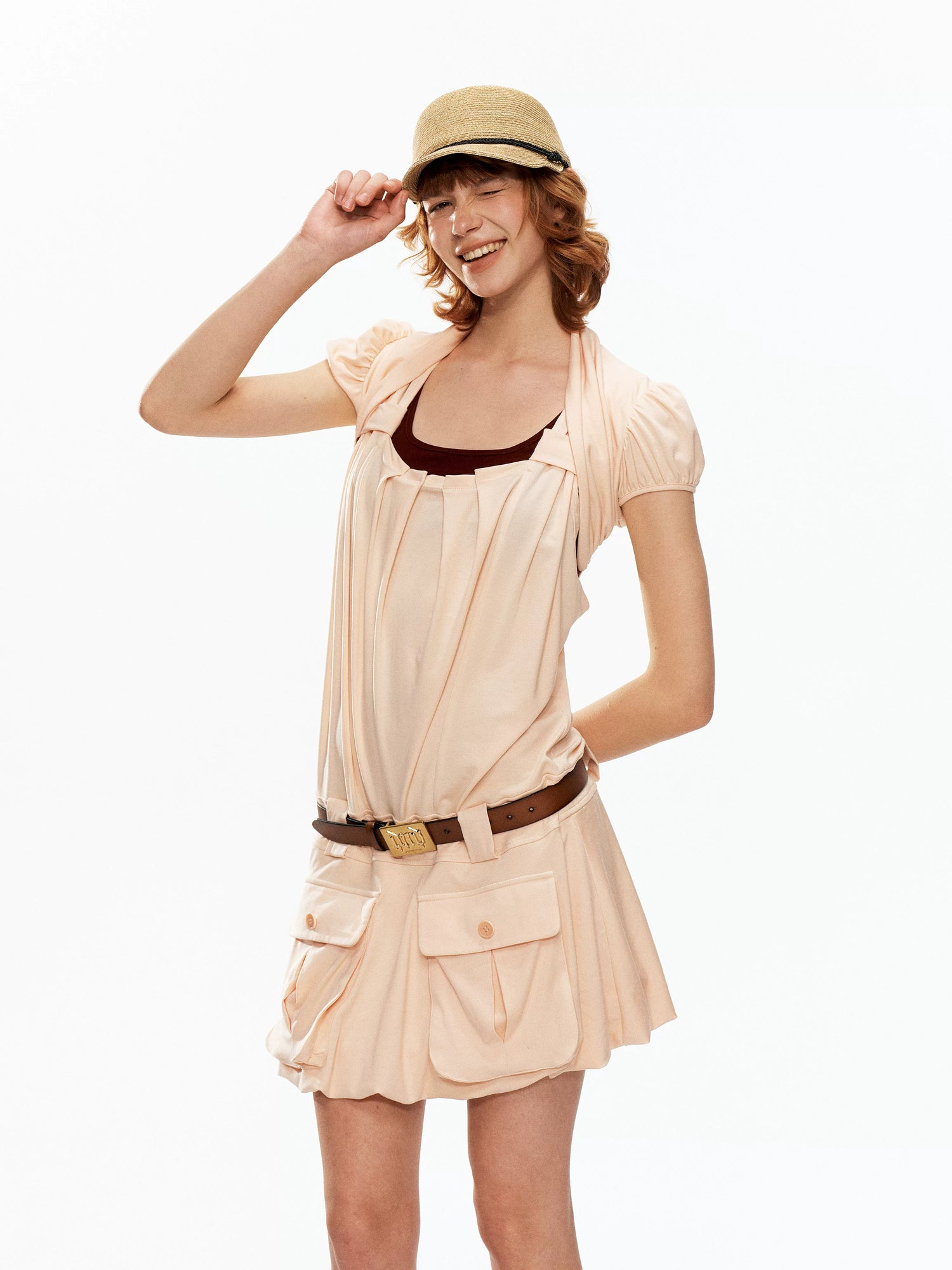 YOSHUYUKI Colorblock Pink Orange Large Pocket Knit Vest Women&