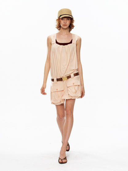 YOSHUYUKI Colorblock Pink Orange Large Pocket Knit Vest Women&
