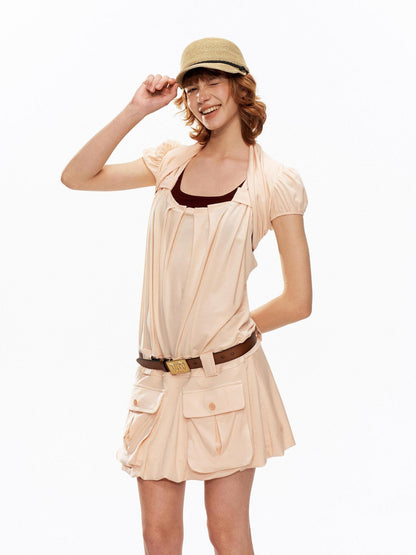 YOSHUYUKI Colorblock Pink Orange Large Pocket Knit Vest Women&