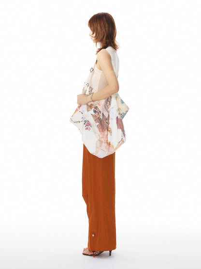YOSHUYUKI Colorful Floral Polka Dot Convertible Square Tote Women&