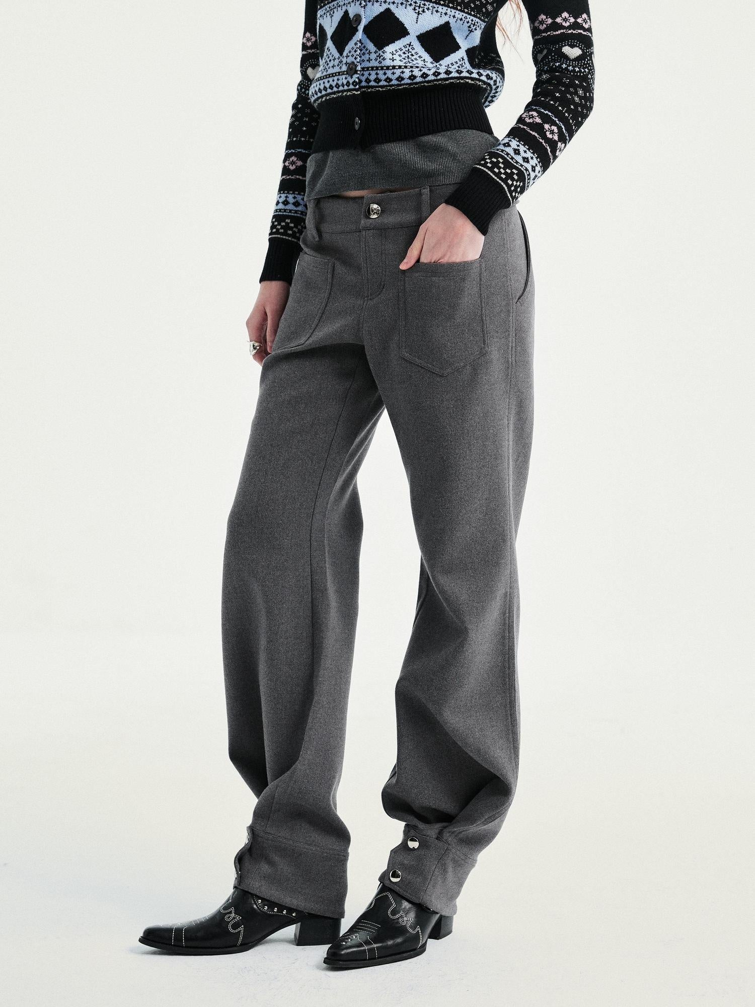 YOSHUYUKI Comfort Stretch Casual Jogger Women Natural Waist Button Fly Poly Cotton Pants