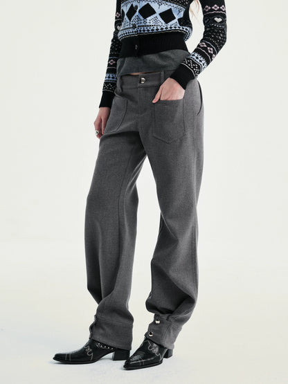 YOSHUYUKI Comfort Stretch Casual Jogger Women Natural Waist Button Fly Poly Cotton Pants-1