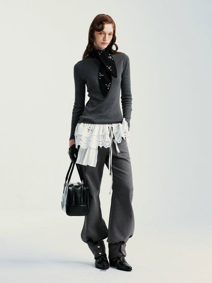 YOSHUYUKI Comfort Stretch Casual Jogger Women Natural Waist Button Fly Poly Cotton Pants-2